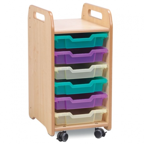 Single Column Classroom Tray Storage Unit with Storage Trays